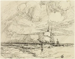 Fartyg till sjöss under storm