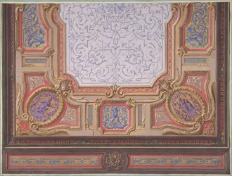 Design för taket av Grand Salon, Hôtel Hope, 1867. Skapare: Jules-Edmond-Charles Lachaise, Eugène-Pierre Gourdet.