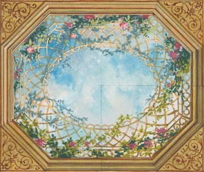 Design för ett tak målat med moln, spaljéer och rosor, andra hälften av 1800-talet. Skapare: Jules-Edmond-Charles Lachaise, Eugène-Pierre Gourdet.
