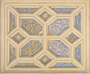 Design för ett inkapslat tak dekorerat med rinceaux, 1840-97. Skapare: Jules-Edmond-Charles Lachaise, Eugène-Pierre Gourdet.