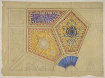 Design för målad utsmyckning av ett inkapslat tak, andra hälften av 1800-talet. Skapare: Jules-Edmond-Charles Lachaise, Eugène-Pierre Gourdet.