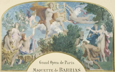 Apollo tar emot lyran från musikens händer, ca 1870 (målning)