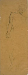 Studie av en stående draperad figur