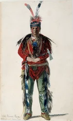 Indian of America: "" Footprint of an Indian Chief of the Pawnee Ponca Tribe" Litografi av Jules Emile (Jules-Emile) Saintin (1829-1894) 1858 La Rochelle, Musee du Nouveau Monde