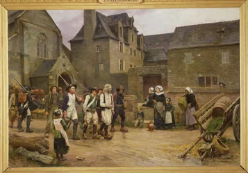 Revolutionärerna i Fouesnant drivs samman av nationalgardet 1792, ca 1886-87
