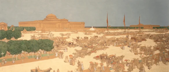 Föreslagen torg på Michigan Avenue, väster om Field Museum of Natural History i Grant Park, med utsikt österut från hörnet av Jackson Boulevard