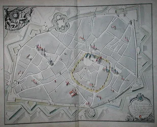 Plan över de gamla och nya stadsmurarna i Dijon