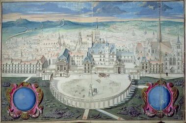 Palatset för hertigarna av Bourgogne i Dijon före restaureringen av Mansart, 1698