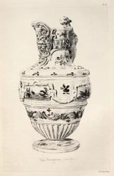 Keramikkonstens historia: En beskrivande och filosofisk studie av alla tiders och alla nationers keramik: Spanien: Talavera de la Reina - fajans - kanna (Plansch X)