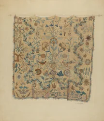 Broderat täcke, ca. 1936.