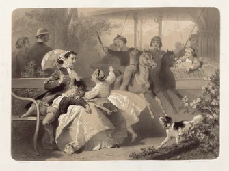Merry-Go-Round i Saint-Cloud, graverad av Regnier, Bettanier och Anthony Morlon (1834-1914)
