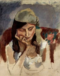 Damen med turbanen. Målning av Jules Pascin (1885-1930)