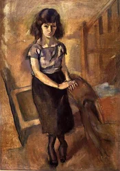 Stående ung kvinna, ca 1920 (olja på duk)