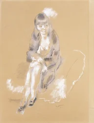 Kvinna sitter,