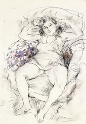 Kvinna i en stol, 1925-1926
