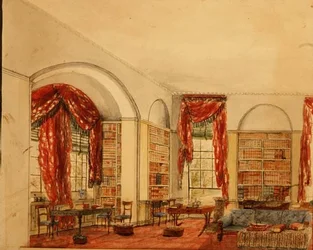 Sidovy av biblioteket i Aynhoe