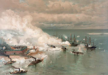 Slaget vid Mobile Bay av Louis Prang (1824-1909)
