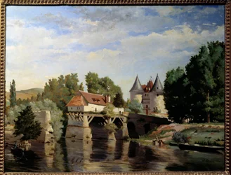 Ruinerna av Vernon Bridge. Målning av Julien Devos (1846 - 1925)