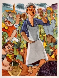 fransk vingård. 1944. Illustration av Julien Pavil
