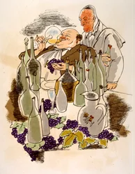 ユーモラスなワイン イラスト 1946.Illustration by Julien Pavil Swedish