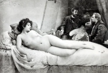 Émile Zola (1840-1902) i konstnärens ateljé, 1891