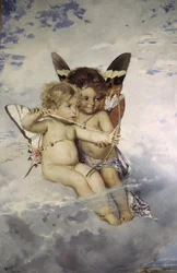 Cupidoner - Amorer, av Kronberg, Julius (1850-1921). Olja på duk