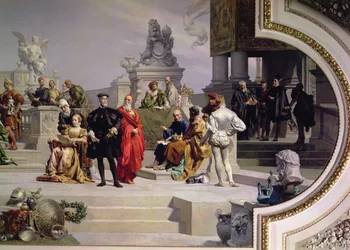 Patronage of the Arts by House of Habsburg: vänster del av en takmålning, 1891 (se även 70755 och 70756)