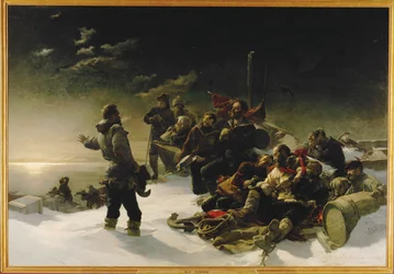 Två österrikiska officerare, Julius von Payer och Karl Weyprecht ... (målning på duk)