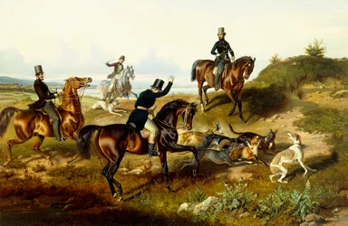 Fredrik II med hans jaktparti (olja på duk)