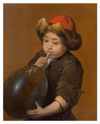 Pojke som blåser upp en blåsa, ca 1645-85 (olja på duk)