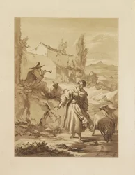 Shepherd blåser på en shawm