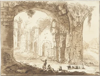 Landskap med ruin