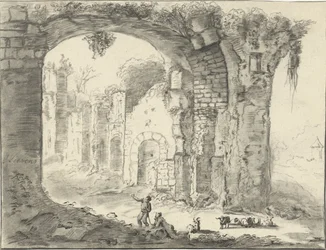 Landskap med ruin