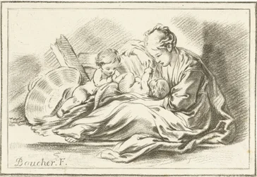 Mamma och två barn