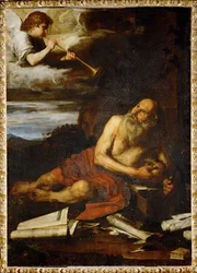 Sankt Hieronymus med den yttersta domens ängel (målning på duk)