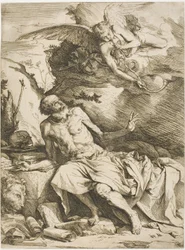 Saint Jerome lyssnar på den sista domens trumpet