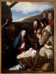 Herdarnas tillbedjan målning av Jose de Ribera dit il Spagnoletto ""spanjolen""" (1591-1652)