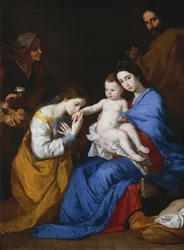 Den heliga familjen med heliga Anne och Katarina av Alexandria, 1648.