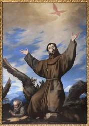 Stigmatiseringen av den helige Franciskus av Assisi. Målning av verkstaden av Jose de Ribera dit il Spagnoletto "" spanjoren"" (1591-1652), olja på duk