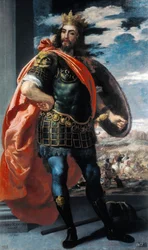Representation av kung Visigoth Alaric II (484-507) (olja på duk)