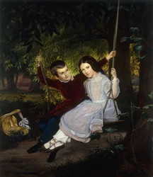 Alexander och Fanny på en gunga, 1847
