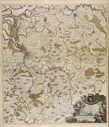 Ducatus Brabantiae tabula : continens Sacri imperii Marchionatum et Dominium Mechliniense / de novo accurate emendata per Iustinum Danckerum.