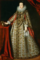Eleoonore de Gonzague (ou de Mantoue) - Porträtt av Eleonora Gonzaga (1598-1655), i hennes brudklänning - Justus (Giusto, Joost) Sustermans (1597-1681). Olja på duk