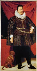 Kejsar Ferdinand II, gift med Maria Anna av Bayern och Eleonore Gonzaga ... (olja på duk)
