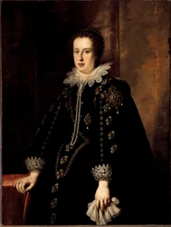 Porträtt av Claude de Medicis (Claudia de Medici) (1604-1648) Hustru till hertigen av Urbin Federico della Rovere då ärkehertig Leopold V av Österrike Tyrolen Målning av Justus Sustermans (1597-1681) 1600-talets Florens, Pitti-palatset