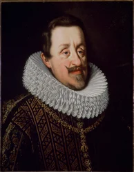 Porträtt av kejsar Ferdinand II av det heliga riket (1579-1637), tysk romersk kejsare” - Porträtt av Ferdinand II, helige romerske kejsare, kung av Ungern (1578-1637) (Habsburghuset) målning av Justus Sustermans (1597-1681) ) Florens, Pitti-palatset