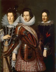 Porträtt av Marie Madeleine av Österrike, Cosimo II och Ferdinand II de Medici, ca 1640