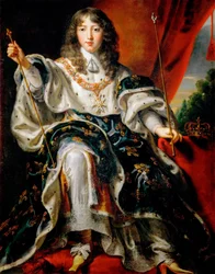 Ludvig XIV, kung av Frankrike (1638-1715), i sin kröningsdräkt