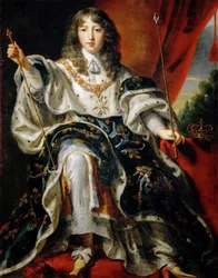 Ludvig XIV, kung av Frankrike, 1638-1715, i sin kröningsdräkt