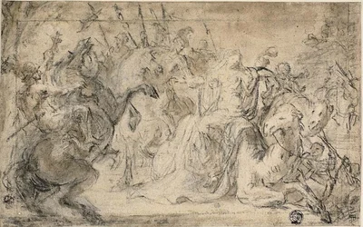 Zenobia omgiven av beridna soldater